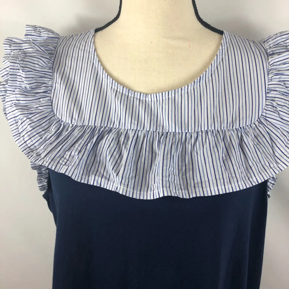 J. Crew Striped Ruffles Top